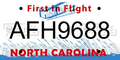 AFH9688 North Carolina License Plate