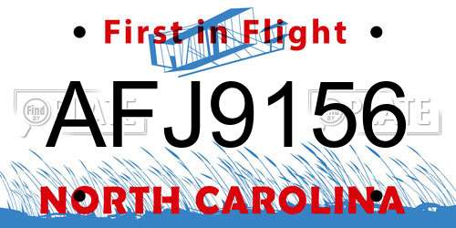 AFJ9156 North Carolina License Plate