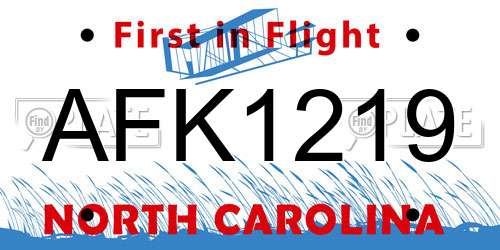 AFK1219 North Carolina License Plate