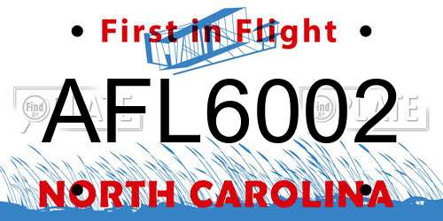 AFL6002 North Carolina License Plate