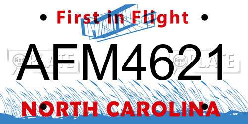 AFM4621 North Carolina License Plate