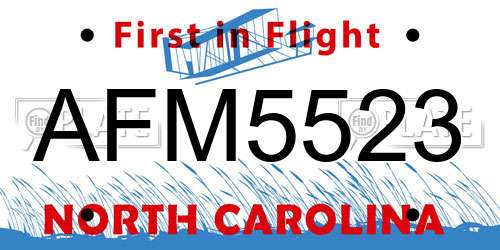 AFM5523 North Carolina License Plate