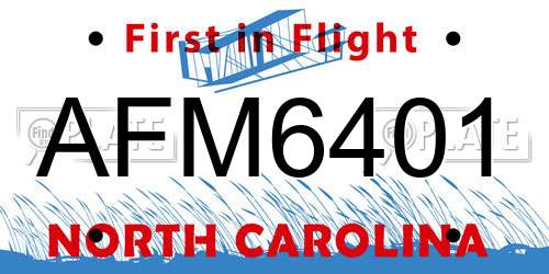 AFM6401 North Carolina License Plate