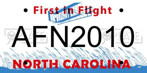 AFN2010 North Carolina License Plate