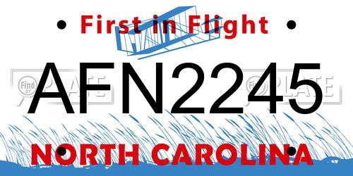 AFN2245 North Carolina License Plate