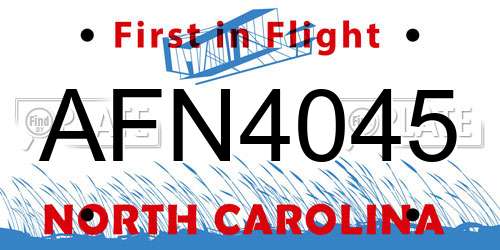 AFN4045 North Carolina License Plate