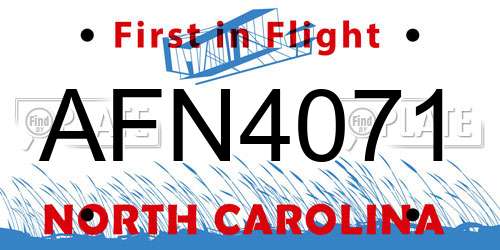 AFN4071 North Carolina License Plate
