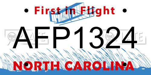 AFP1324 North Carolina License Plate