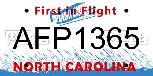 AFP1365 North Carolina License Plate