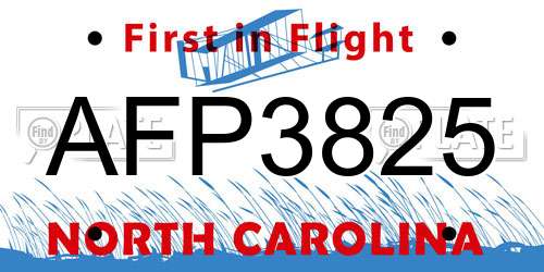 AFP3825 North Carolina License Plate