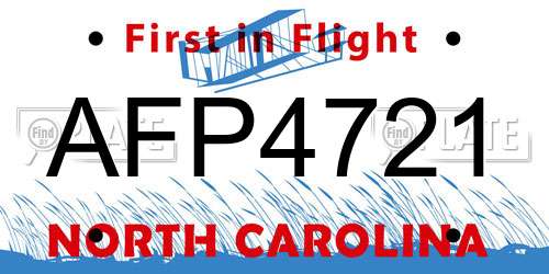 AFP4721 North Carolina License Plate