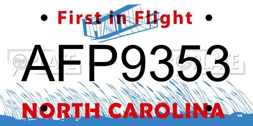 AFP9353 North Carolina License Plate