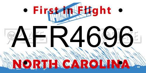 AFR4696 North Carolina License Plate