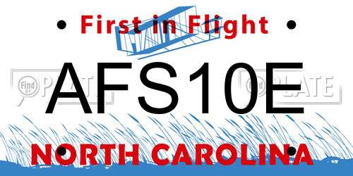 AFS10E North Carolina License Plate