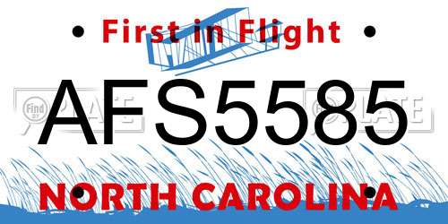 AFS5585 North Carolina License Plate
