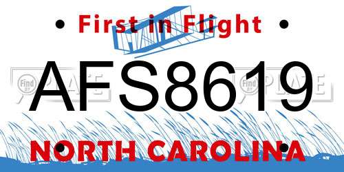 AFS8619 North Carolina License Plate
