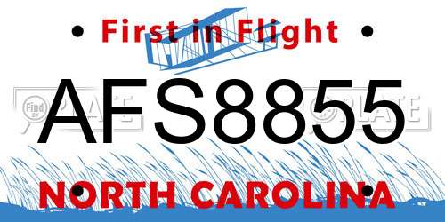AFS8855 North Carolina License Plate