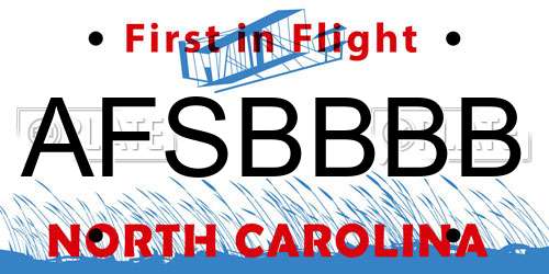 AFSBBBB North Carolina License Plate