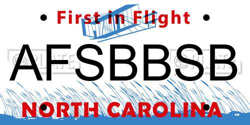 AFSBBSB North Carolina License Plate