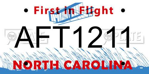 AFT1211 North Carolina License Plate