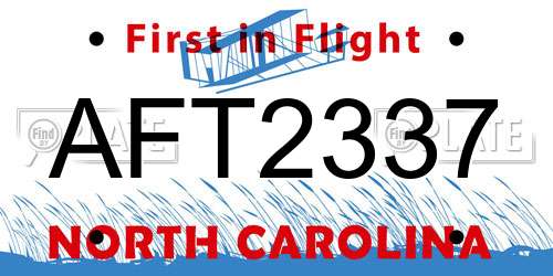 AFT2337 North Carolina License Plate