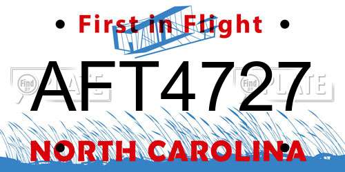 AFT4727 North Carolina License Plate