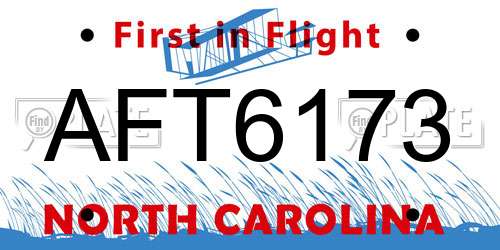 AFT6173 North Carolina License Plate