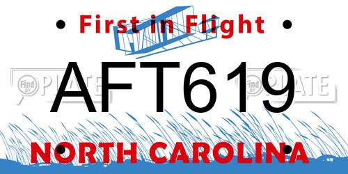 AFT619 North Carolina License Plate
