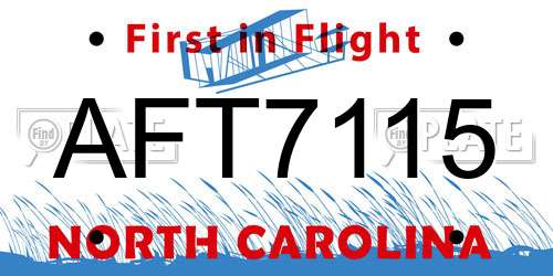 AFT7115 North Carolina License Plate