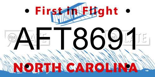 AFT8691 North Carolina License Plate