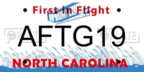 AFTG19 North Carolina License Plate