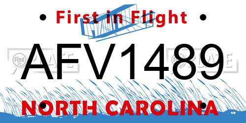 AFV1489 North Carolina License Plate