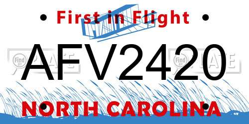 AFV2420 North Carolina License Plate