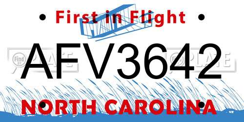 AFV3642 North Carolina License Plate