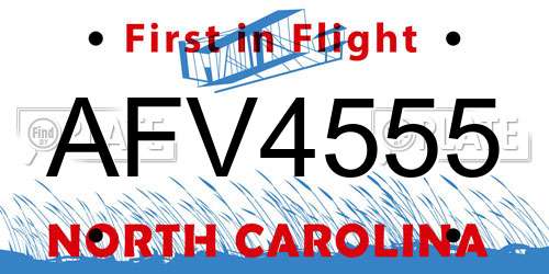 AFV4555 North Carolina License Plate