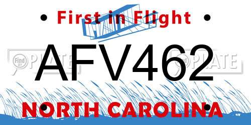 AFV462 North Carolina License Plate