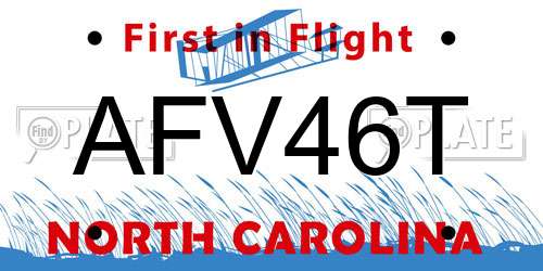 AFV46T North Carolina License Plate