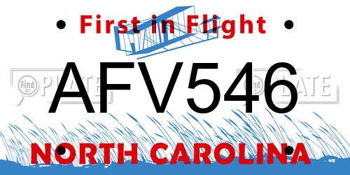 AFV546 North Carolina License Plate