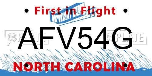 AFV54G North Carolina License Plate