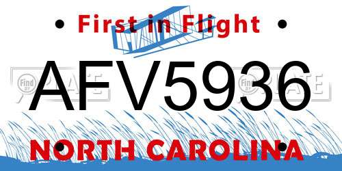 AFV5936 North Carolina License Plate