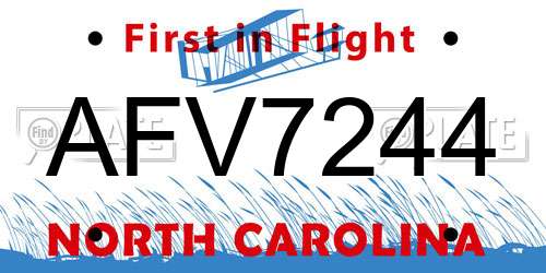 AFV7244 North Carolina License Plate