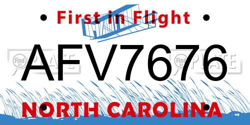 AFV7676 North Carolina License Plate