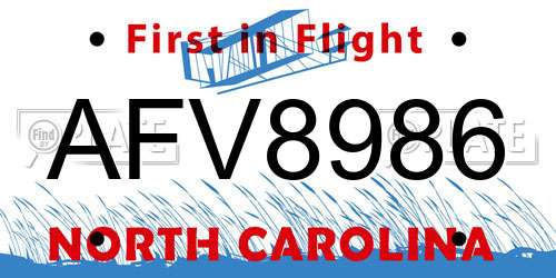 AFV8986 North Carolina License Plate