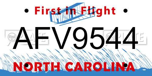 AFV9544 North Carolina License Plate
