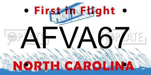 AFVA67 North Carolina License Plate
