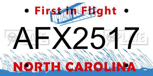 AFX2517 North Carolina License Plate