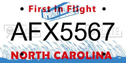 AFX5567 North Carolina License Plate