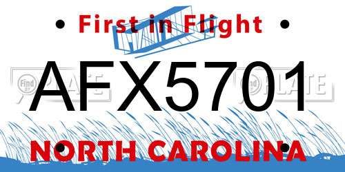AFX5701 North Carolina License Plate