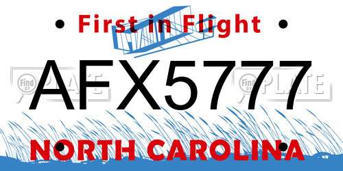 AFX5777 North Carolina License Plate