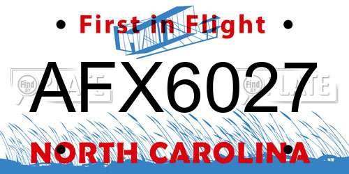 AFX6027 North Carolina License Plate